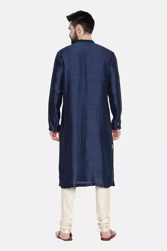 Blue Silk Mukesh Kurta Set