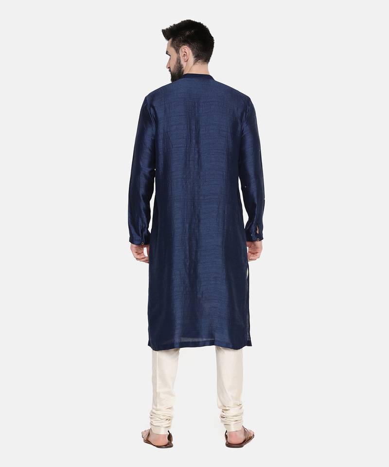 Blue Silk Mukesh Kurta Set