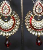 Maroon Kundan earrings with Maroon tear drop
