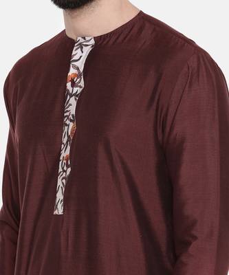 Brown Silk Printed Kurta Set 2
