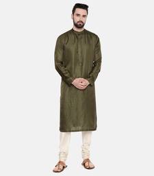 Green Silk Mukesh Kurta Set