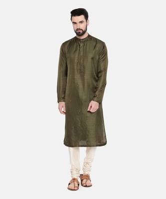 Green Silk Mukesh Kurta Set 2