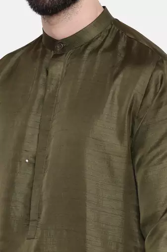 Green Silk Mukesh Kurta Set