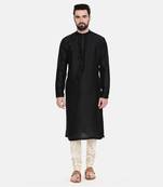 Black Silk Mukesh Kurta Set
