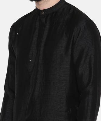 Black Silk Mukesh Kurta Set 2