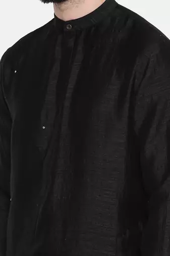Black Silk Mukesh Kurta Set