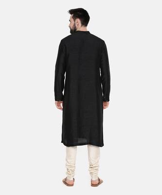 Black Silk Mukesh Kurta Set 5