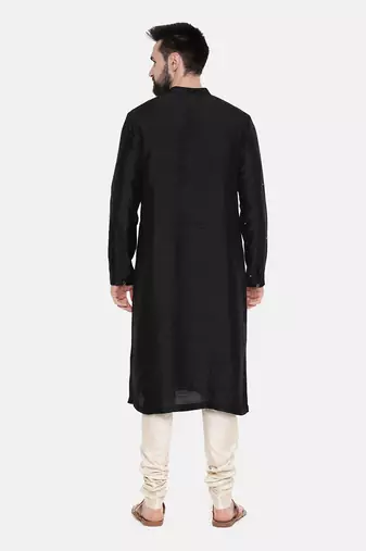 Black Silk Mukesh Kurta Set