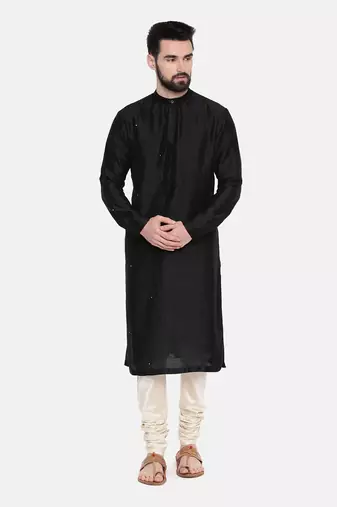 Black Silk Mukesh Kurta Set