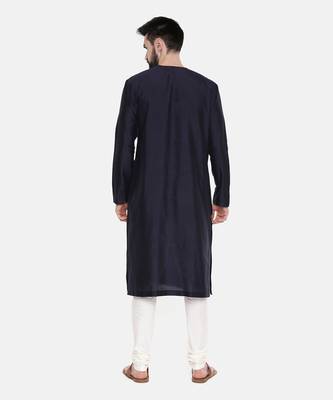 Silk Blue Cut Away Print Kurta Set 6