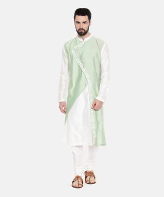 Ivory Pastel Green Emb Kurta Set 1
