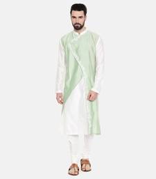 Ivory Pastel Green Emb Kurta Set