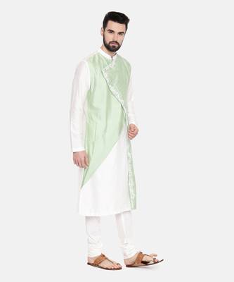 Ivory Pastel Green Emb Kurta Set 5