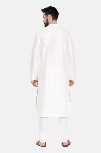 Ivory Pastel Green Emb Kurta Set
