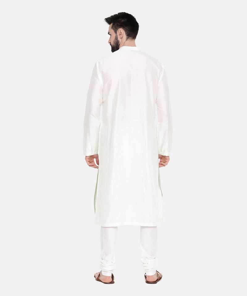 Ivory Pastel Green Emb Kurta Set