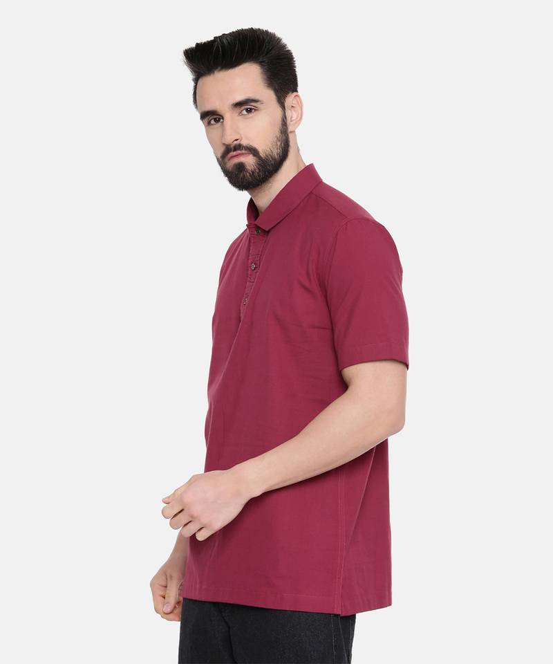 Wine Cotton Short Kurta