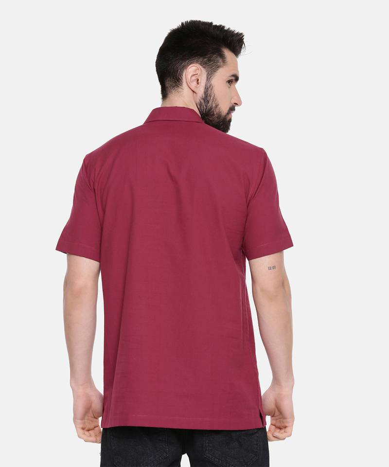 Wine Cotton Short Kurta