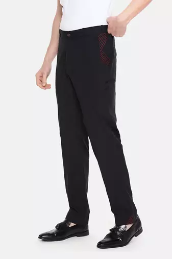 Black Cotton Detail Pant