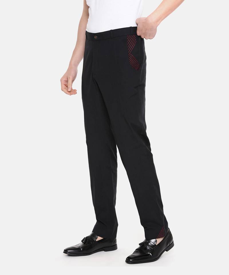 Black Cotton Detail Pant