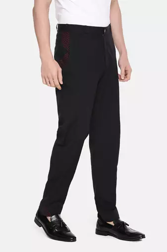 Black Cotton Detail Pant