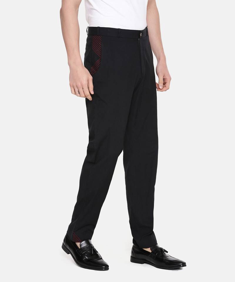 Black Cotton Detail Pant