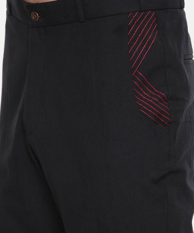 Black Cotton Detail Pant