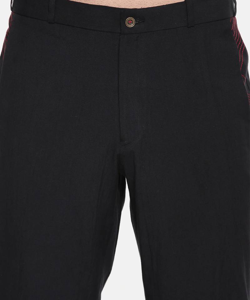 Black Cotton Detail Pant