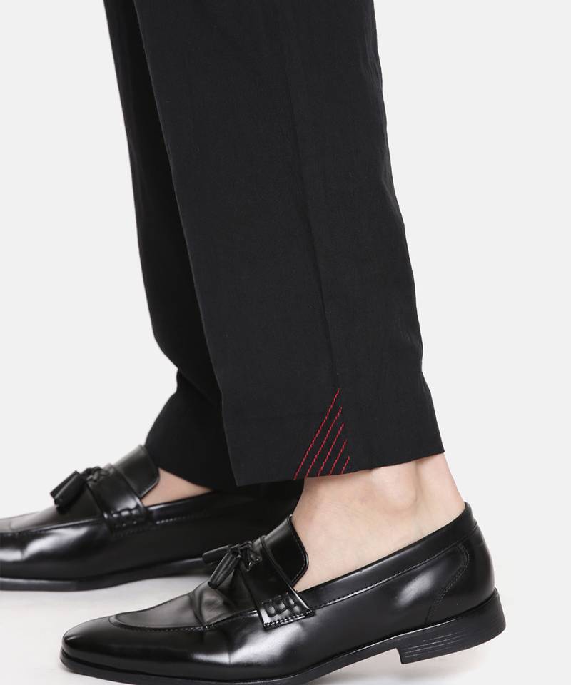 Black Cotton Detail Pant