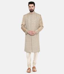 Beige Gold Heavy Hand Embroired Sherwani