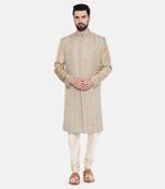 Beige Gold Heavy Hand Embroired Sherwani