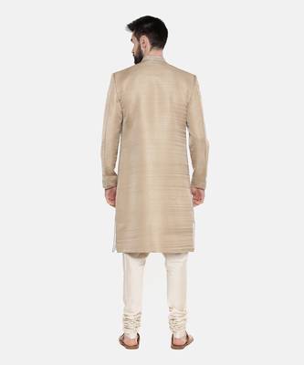 Beige Gold Heavy Hand Embroired Sherwani 5