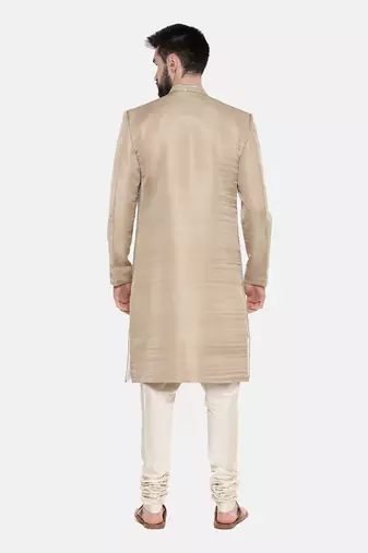 Beige Gold Heavy Hand Embroired Sherwani
