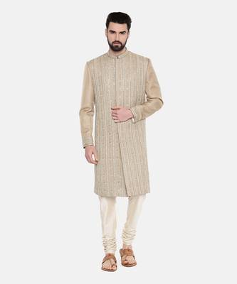 Beige Gold Heavy Hand Embroired Sherwani 6