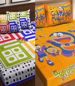 Set of two 100% cotton  double bedsheets with 4 pillow covers (90x100 inch)