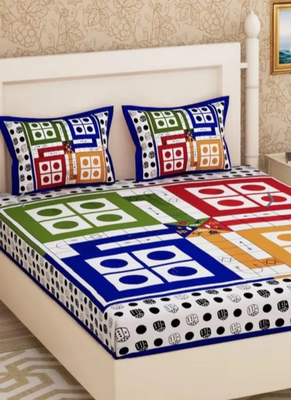 Set of two 100% cotton  double bedsheets with 4 pillow covers (90x100 inch) 4