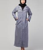 Grey Denim Plain Abaya