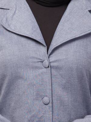 Grey Denim Plain Abaya 3