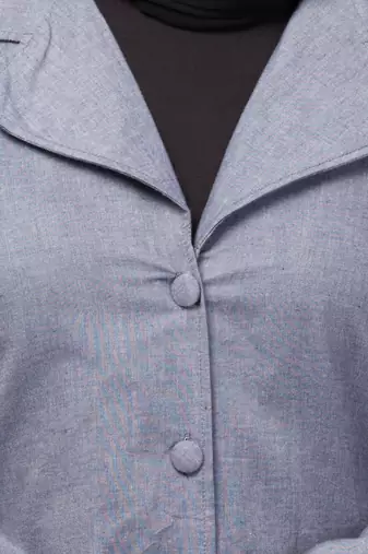 Grey Denim Plain Abaya