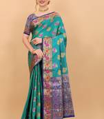 Soft Lichi Silk Zari Weaving Saree With Meenakari Pallu & Contrast Border