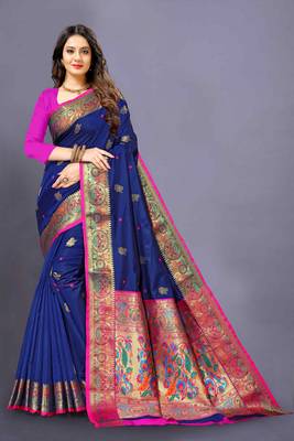 Soft Paithani Silk Blend Saree Wit Rich Golden Zari Wooven Pallu |Party Wear| 2