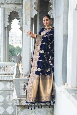 Soft Faux Banarasi Katan Silk Saree With Silver & Golden Zari Weaves 1