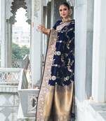 Soft Faux Banarasi Katan Silk Saree With Silver & Golden Zari Weaves