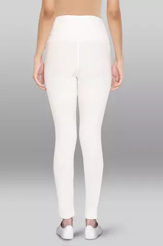 Lyra women white curved belly panel high waist  no elastic overbelly maternity leggings