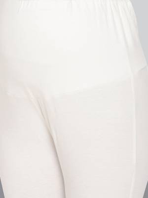 Lyra women white curved belly panel high waist  no elastic overbelly maternity leggings 4