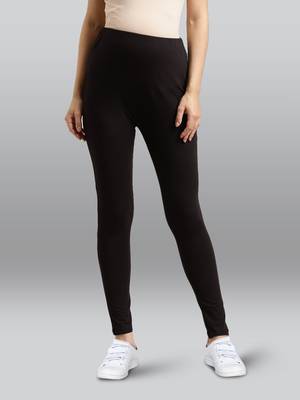 Lyra women black curved belly panel high waist  no elastic overbelly maternity leggings 2