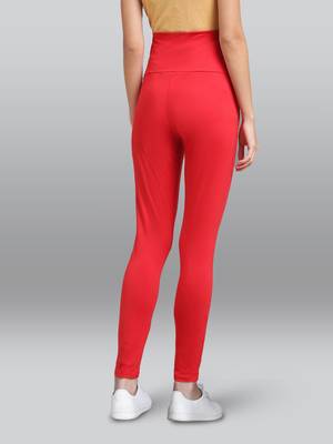 Lyra women red curved belly panel high waist  no elastic overbelly maternity leggings 2