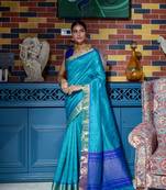 Soft Tusser Silk With All Over Bandhani Style Butti Weaves & Kantha Stich Border