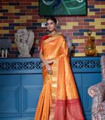 Soft Tusser Silk With All Over Bandhani Style Butti Weaves & Kantha Stich Border