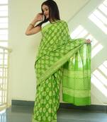 Summer Vacation Collection - Katchi Kairy - Handblock Print Natural Dyed - Mulmul Cotton Saree