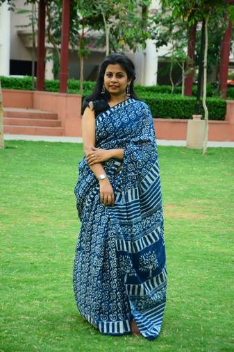 Dreamcatcher|Indigo Collection|Cotton Mulmul Saree